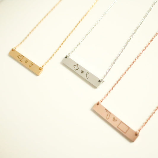 Personalized State Map Necklace – Long Distance Gift, Custom Jewelry - Torianic Jewelry