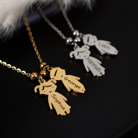 Personalized Kids Name Necklace, 18K Gold Mom Necklace - Torianic Jewelry