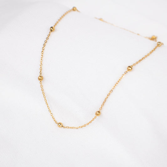 Dainty Gold Beaded Satellite Chain Choker - Torianic Jewelry