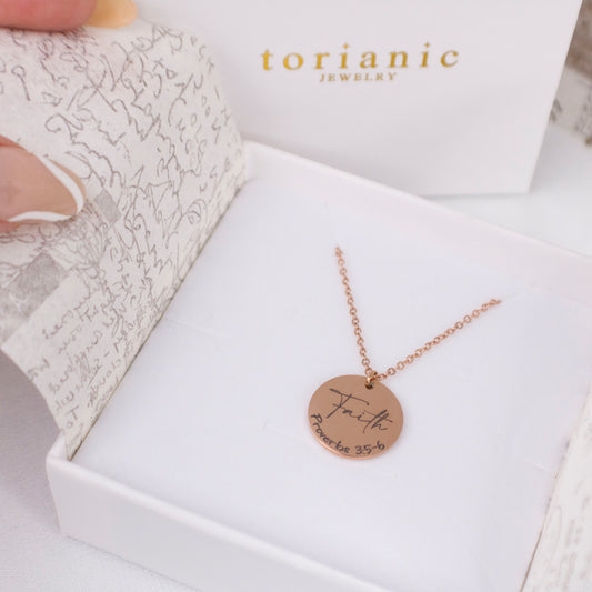 Personalized Bible Verse Necklace: Engraved Faith Jewelry - Torianic Jewelry