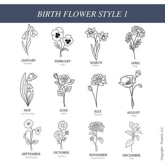 Personalized Birth Flower Necklace: Engraved Wildflower Jewelry with name - Torianic Jewelry
