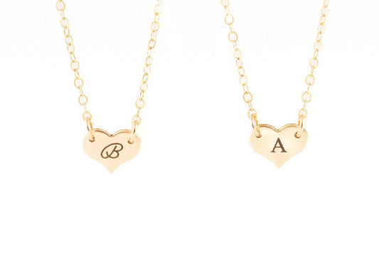 Heart Initial Necklace • 14k Gold Filled Personalized Letter Pendant • Dainty Minimalist Necklace for Women - Torianic Jewelry