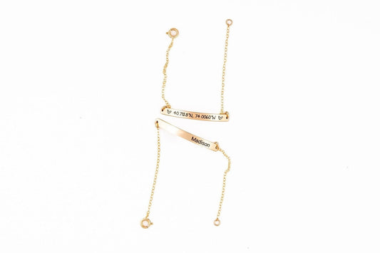 Personalized Coordinate Bracelet, Engraved Stainless Steel Jewelry - Torianic Jewelry