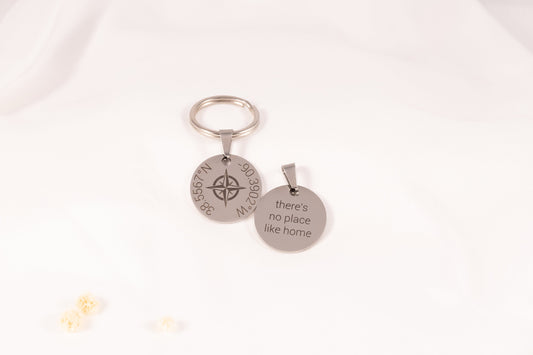 Personalized GPS Coordinates Keychain: Stainless Steel Location Keepsake - Torianic Jewelry