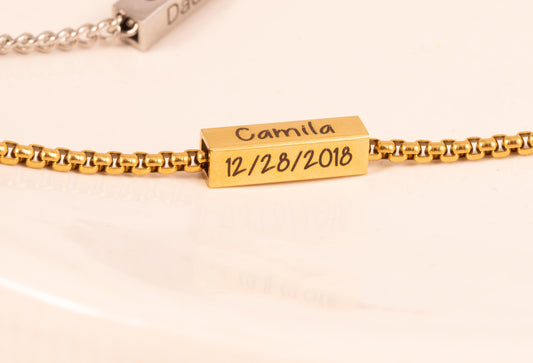 Custom Gold Name Necklace for Dad, Stainless Steel Link or Box Chain, Christmas gift for men - Torianic Jewelry