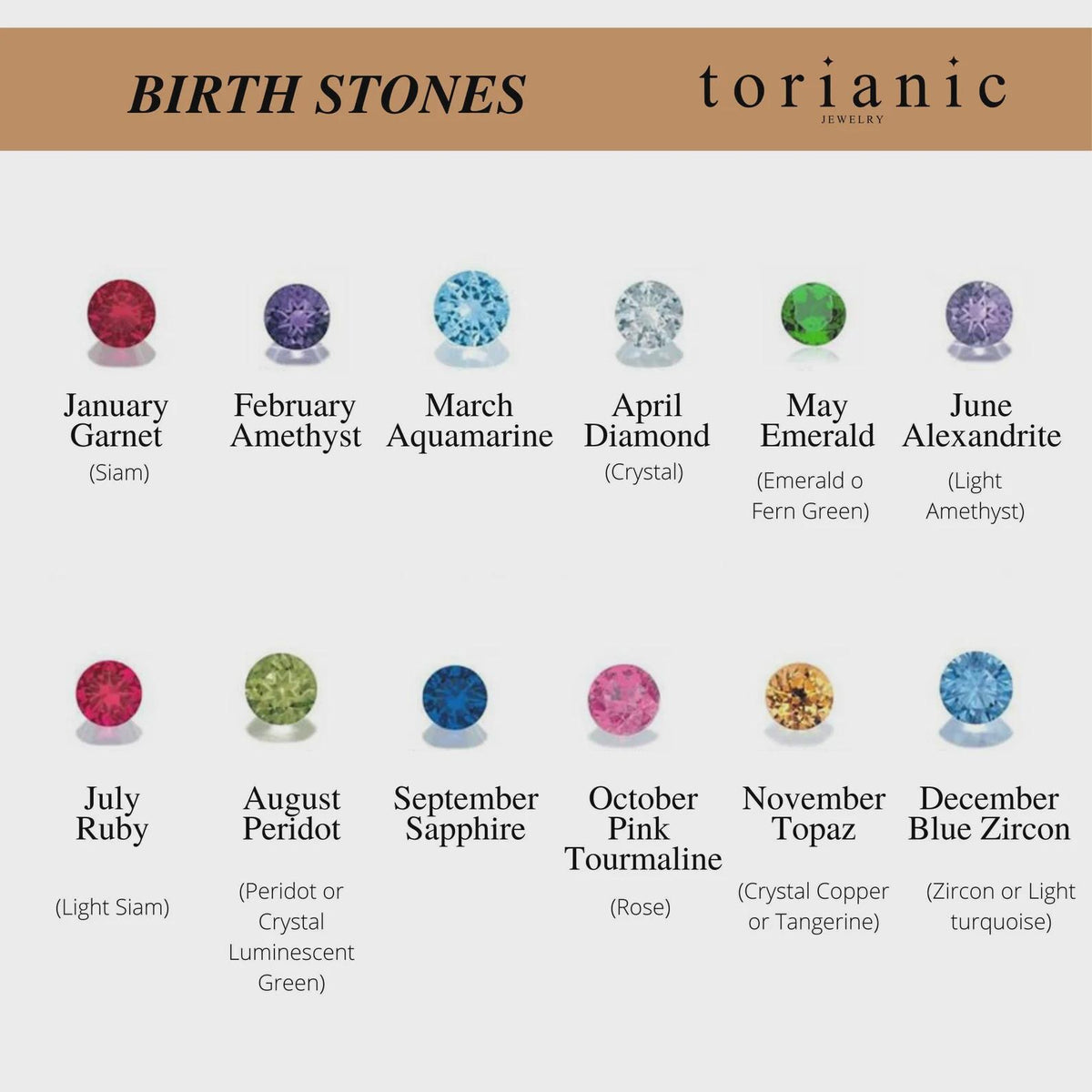 Personalized Birthstone Initial Necklace, Stainless Steel Box Chain - Torianic Jewelry