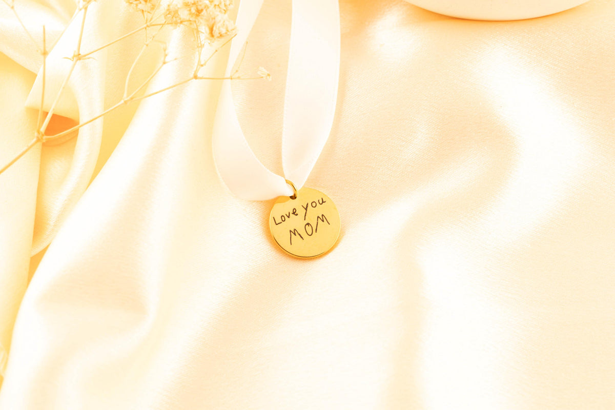 Wedding Bouquet Charm, Actual Handwriting Memorial Keepsake for Bride, Custom Engraved In Memory of Loved - Torianic Jewelry