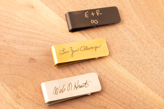Personalized Money Clip Engraved with Actual Handwriting, Custom Groomsmen Gift, Memorial Keepsake for Him, - Torianic Jewelry
