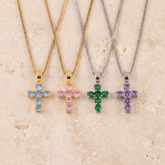 Birthstone Cross Necklace