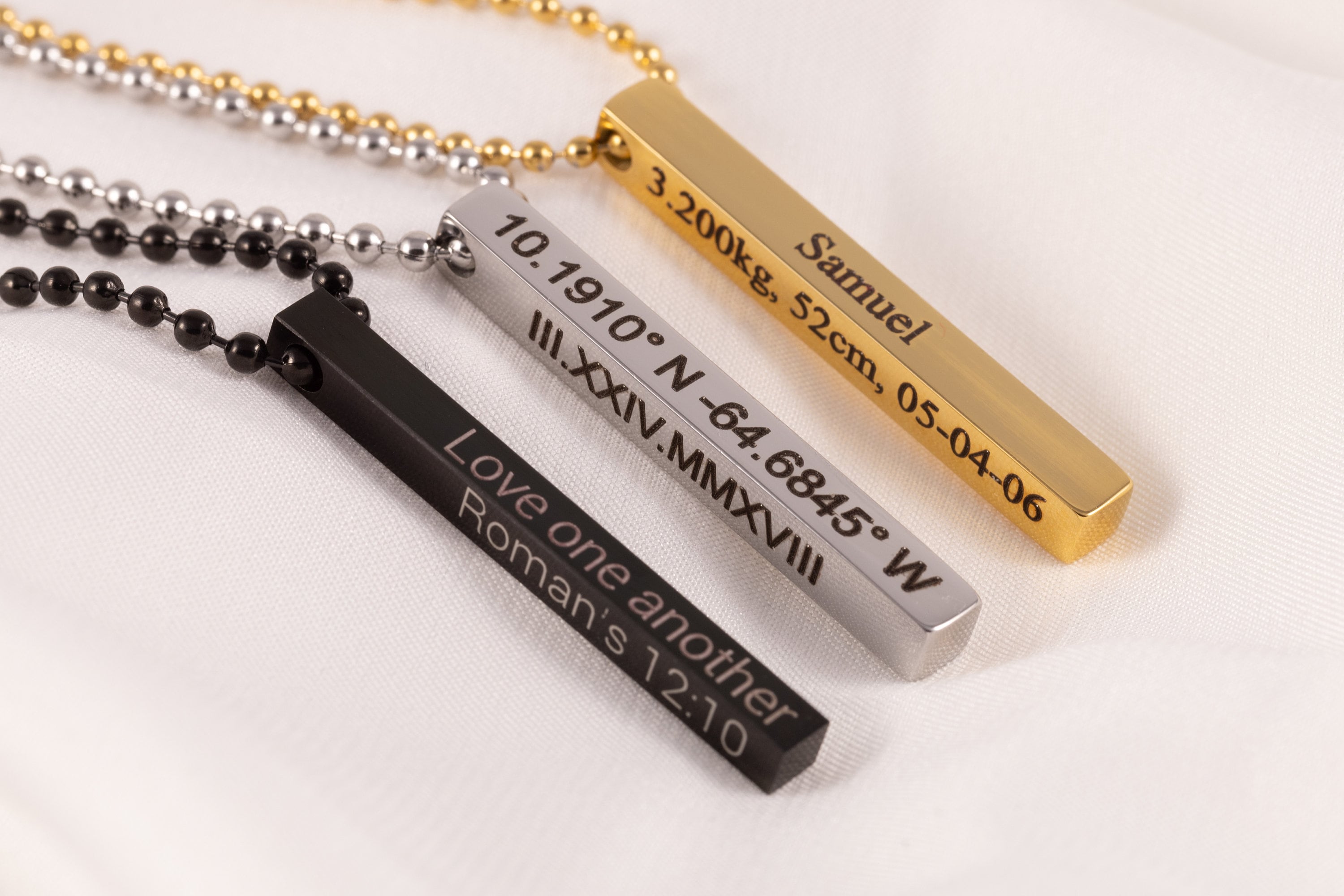 Bar necklace for men necklace silver rectangle pendant - fathers day gift from son - gift for him - Boyfriend present
