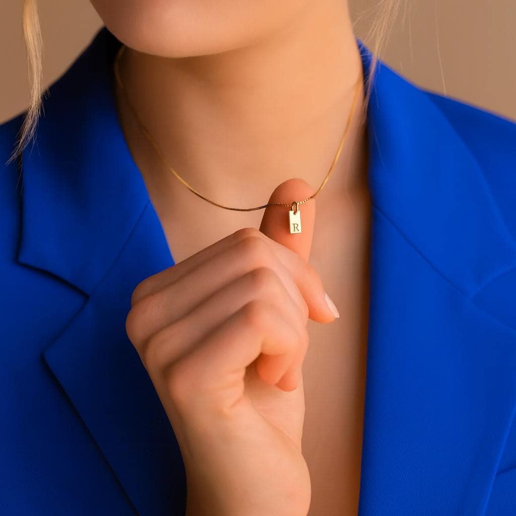 Custom Initial Necklace – Personalized Letter Pendant on Dainty Gold or Silver Box Chain Jewelry Minimalist Gift for Her - Christmas Present - Torianic Jewelry