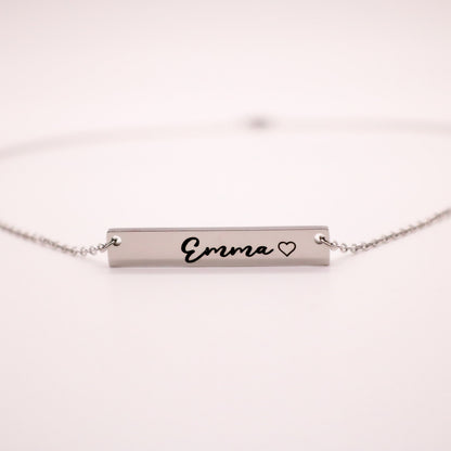 Personalized Gold Bar Necklace: Engraved Name, Roman Numerals - Torianic Jewelry