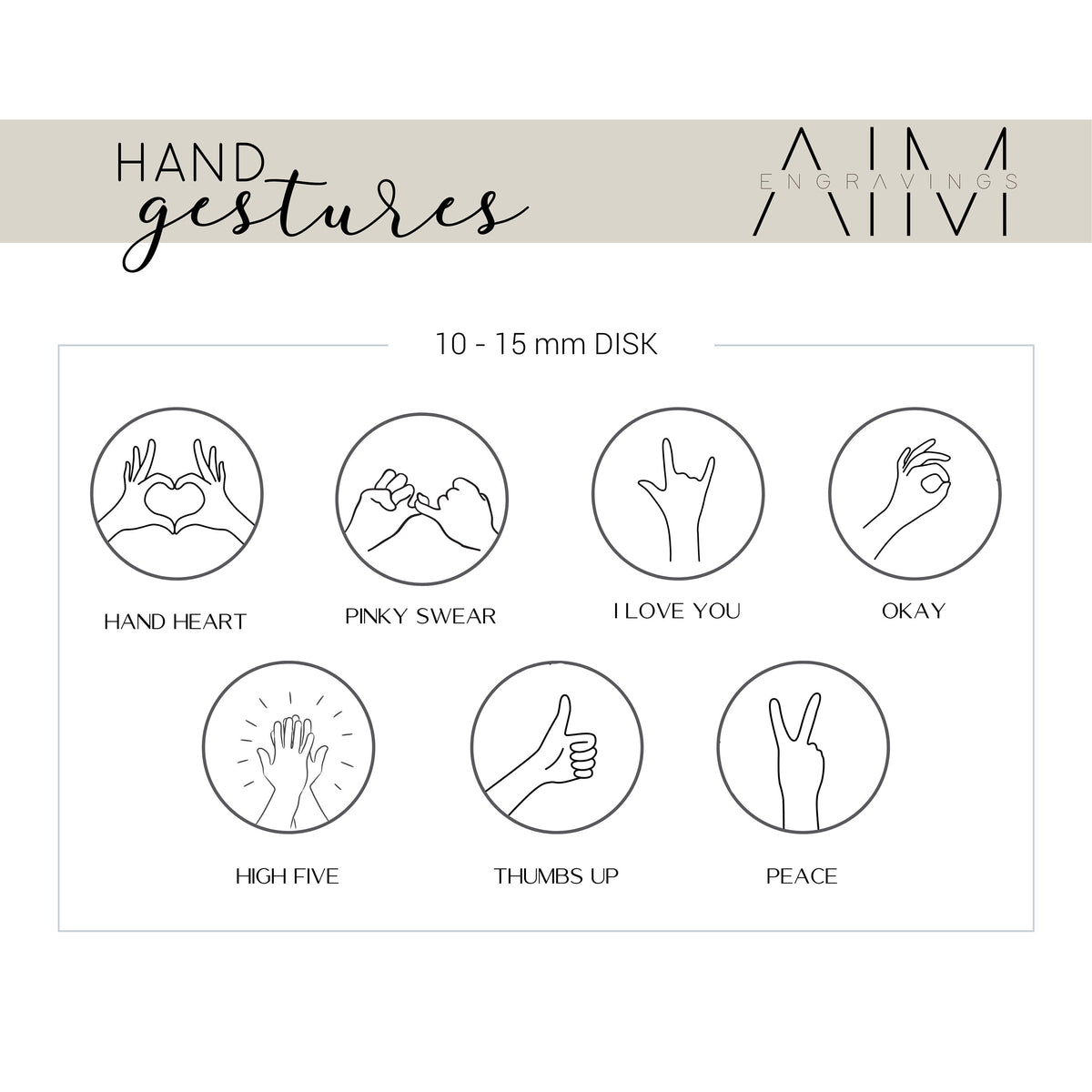 Hand Gesture Necklace: Personalized Stainless Steel Disc, ASL Jewelry - Torianic Jewelry