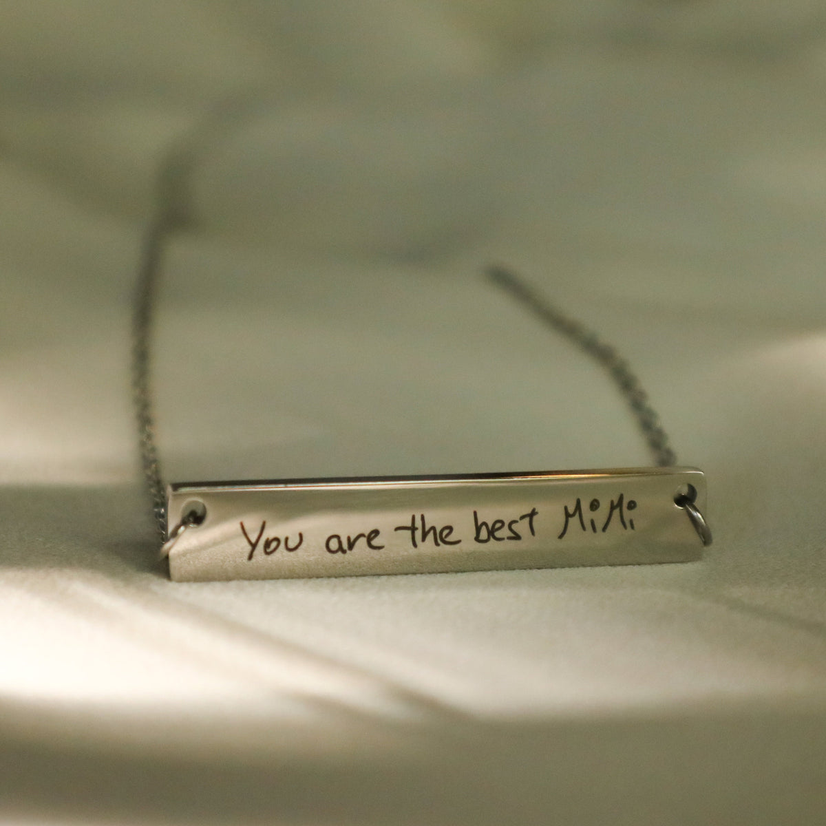 Personalized Handwriting Bar Necklace: Memorial Jewelry Gift - Torianic Jewelry