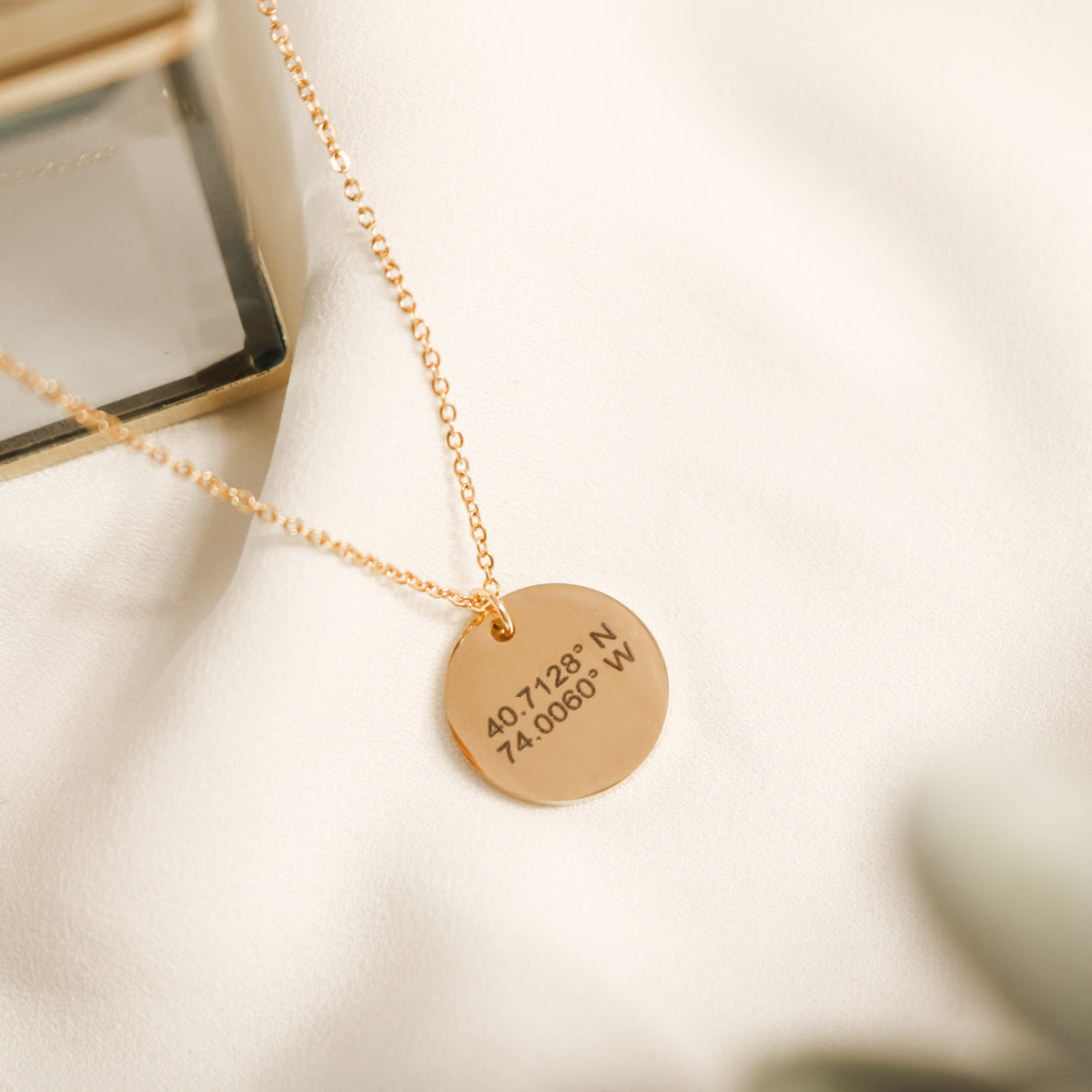 Custom Coordinates Circle Necklace, Personalized Latitude Longitude Jewelry, disc necklace - Torianic Jewelry