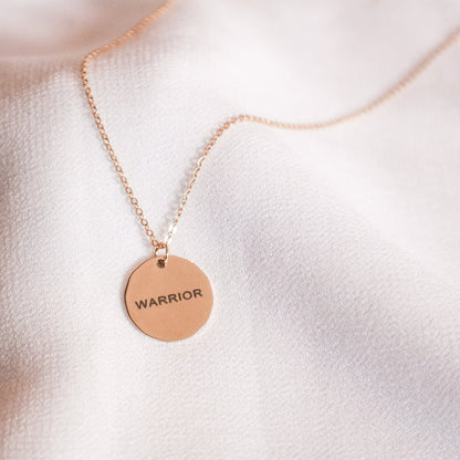 Custom Engraved Disc Necklace: Stainless Steel Warrior Gift - Torianic Jewelry