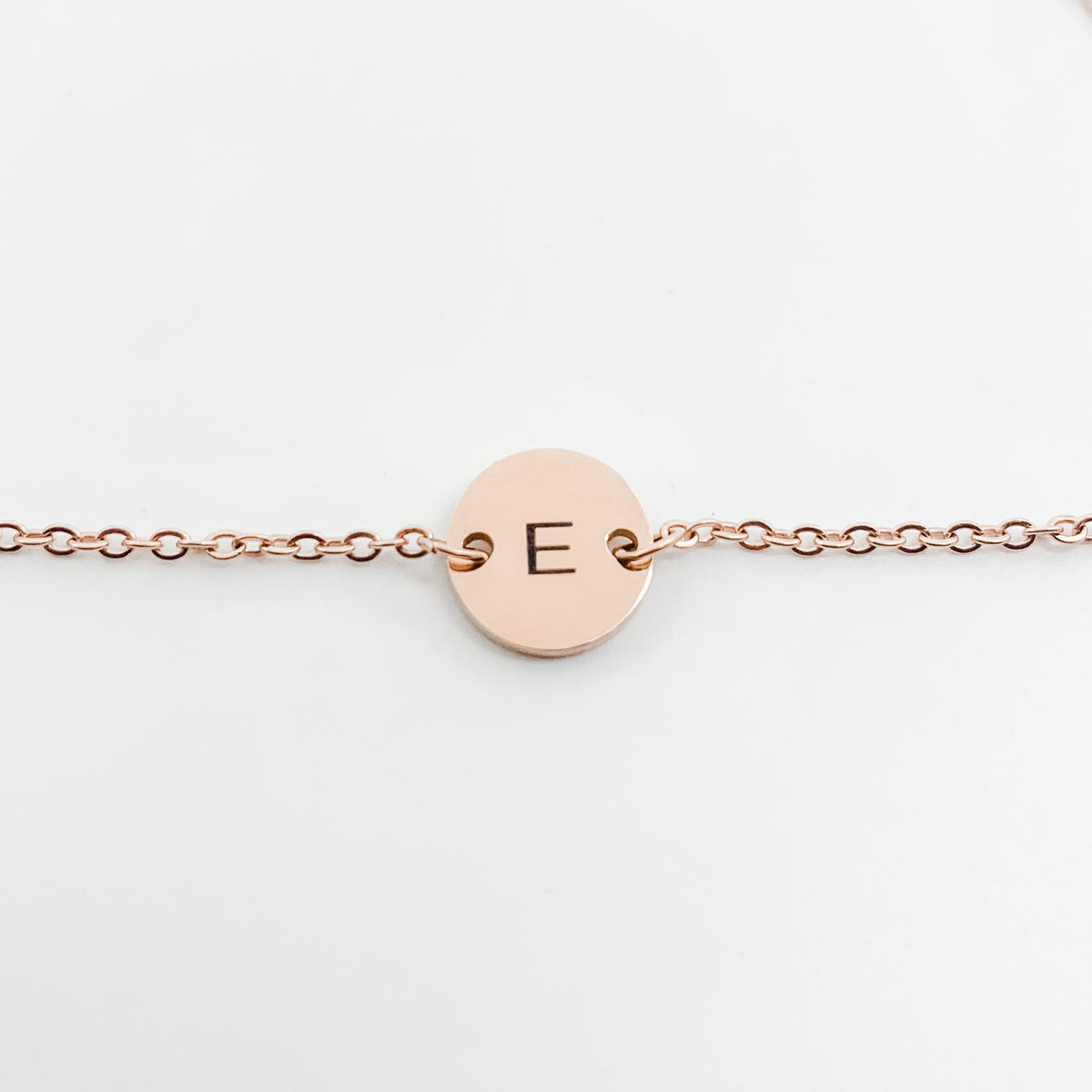 Dainty Initial Disc Bracelet: Stainless Steel Personalized Charm - Torianic Jewelry