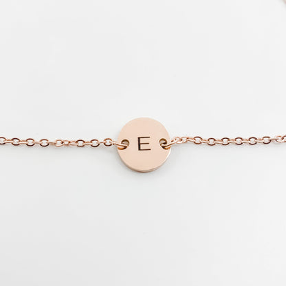 Dainty Initial Disc Bracelet: Stainless Steel Personalized Charm - Torianic Jewelry
