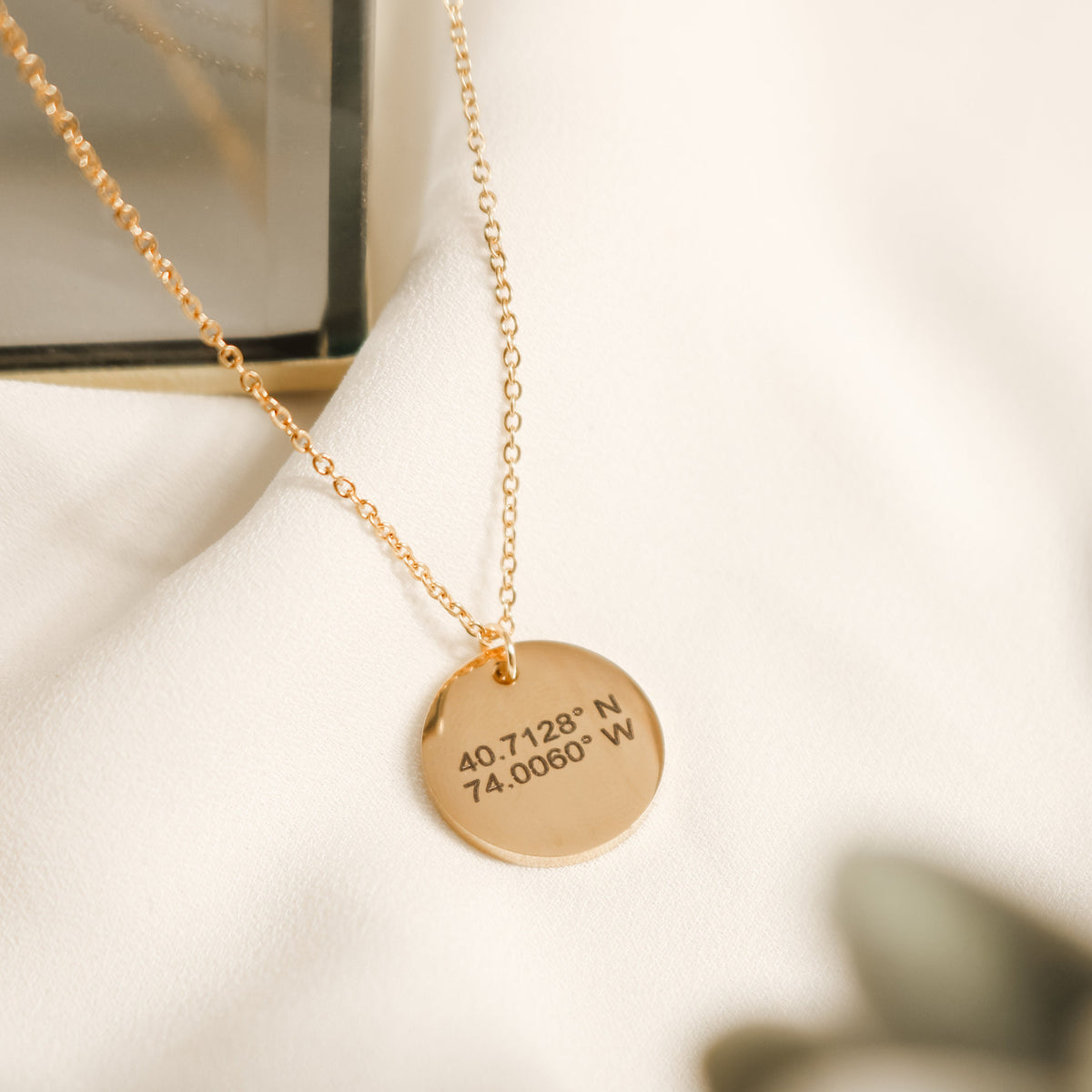 Custom Coordinates Circle Necklace, Personalized Latitude Longitude Jewelry, disc necklace - Torianic Jewelry