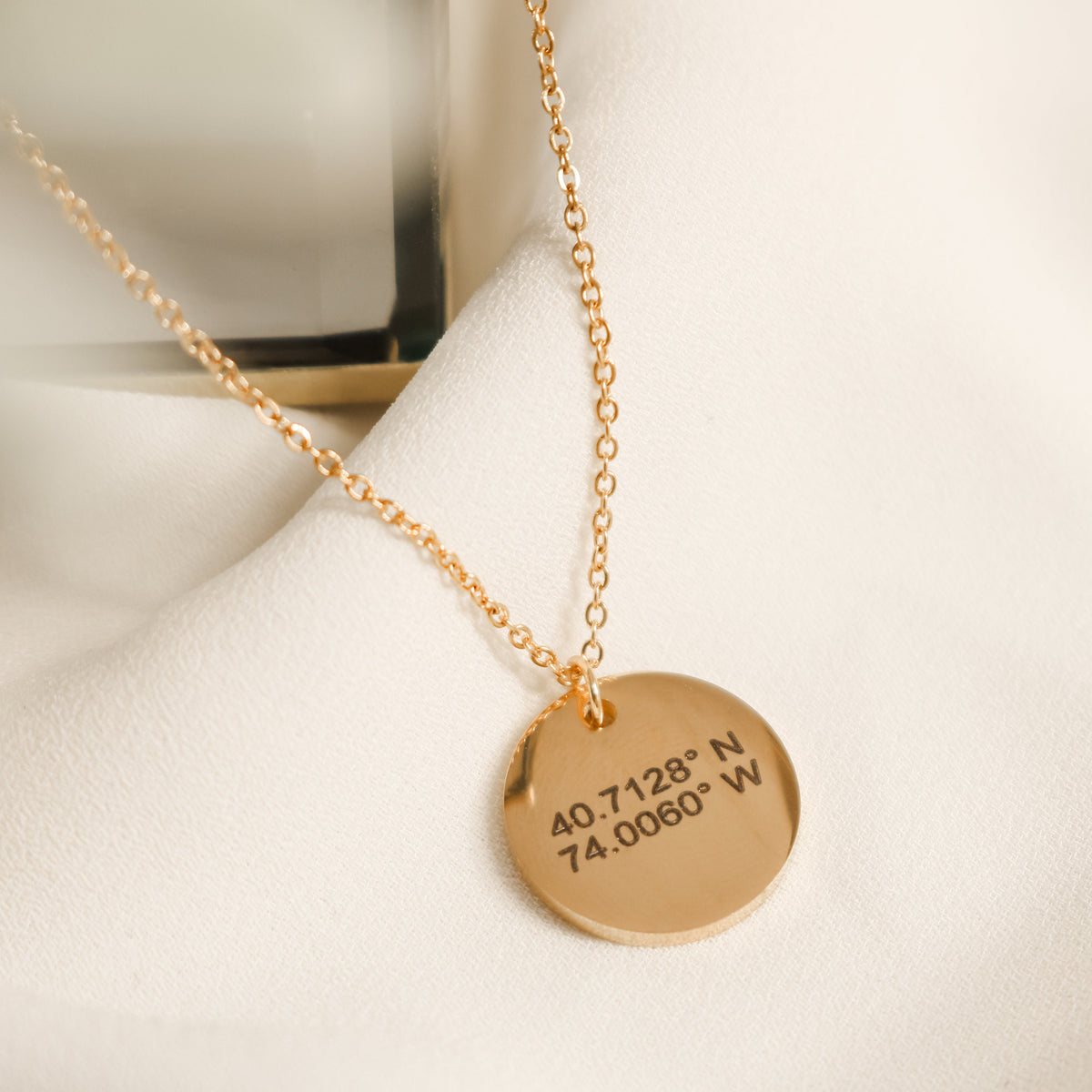 Custom Coordinates Circle Necklace, Personalized Latitude Longitude Jewelry, disc necklace - Torianic Jewelry