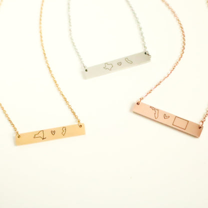 Personalized State Map Necklace – Long Distance Gift, Custom Jewelry - Torianic Jewelry