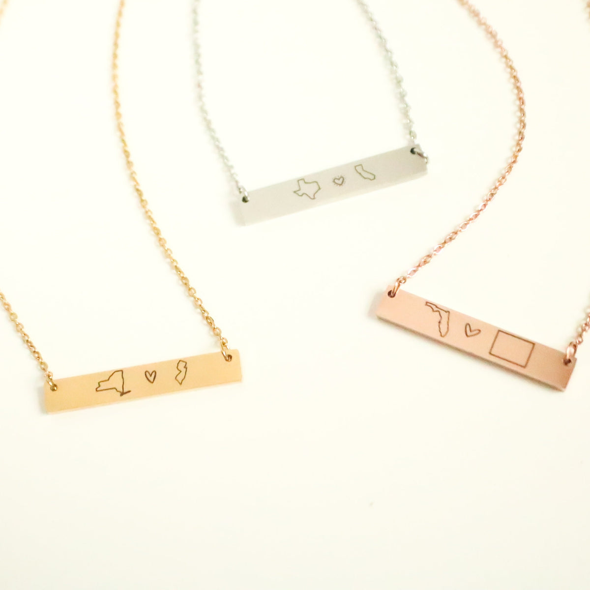 Personalized State Map Necklace – Long Distance Gift, Custom Jewelry - Torianic Jewelry