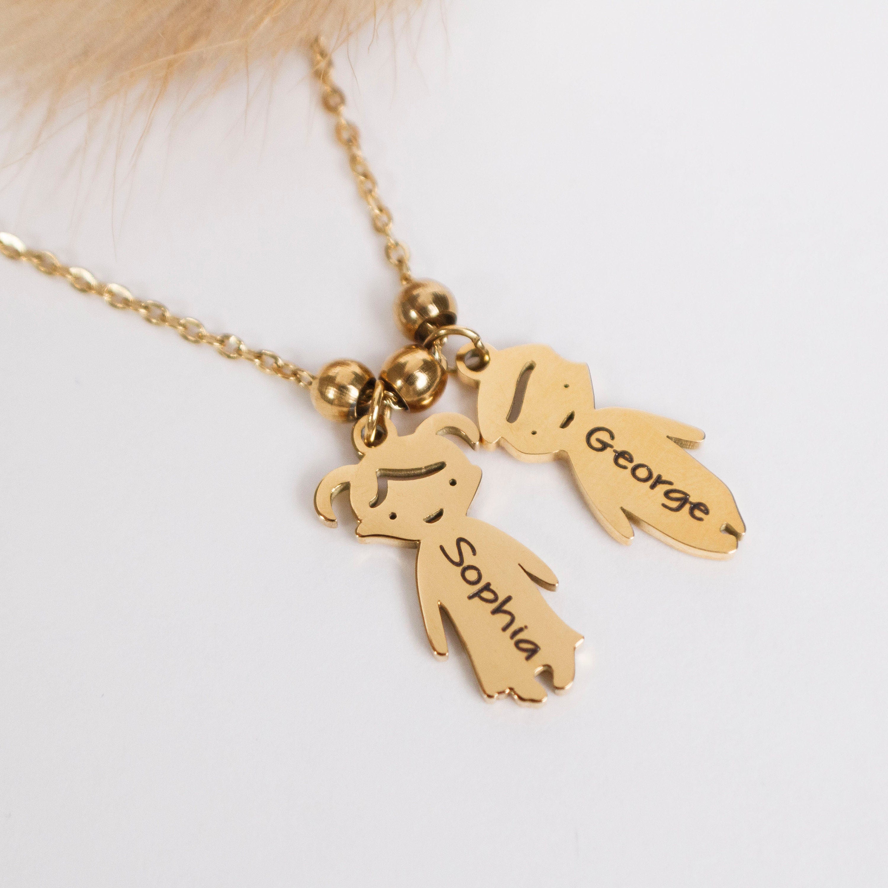 Personalized Kids Name Necklace, 18K Gold Mom Necklace - Torianic Jewelry
