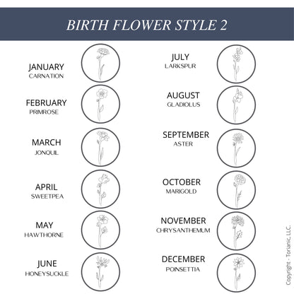 Personalized Birth Month Flower Necklace, Custom Name Jewelry - Torianic Jewelry
