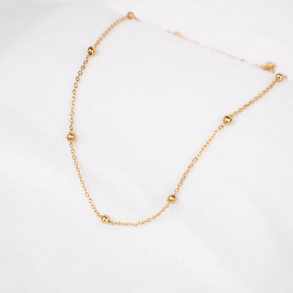 Dainty Gold Beaded Satellite Chain Choker - Torianic Jewelry