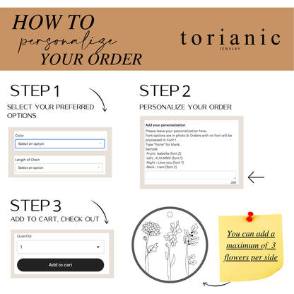 Birth Flower Necklace with Birthstone: Personalized Jewelry Gift - Torianic Jewelry
