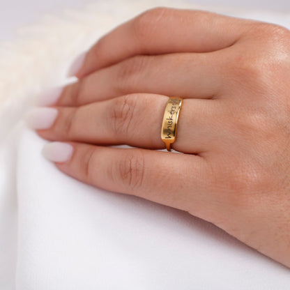Custom Pet Paw Ring: Personalized Name Stacking Ring, Dog Cat Memorial - Torianic Jewelry
