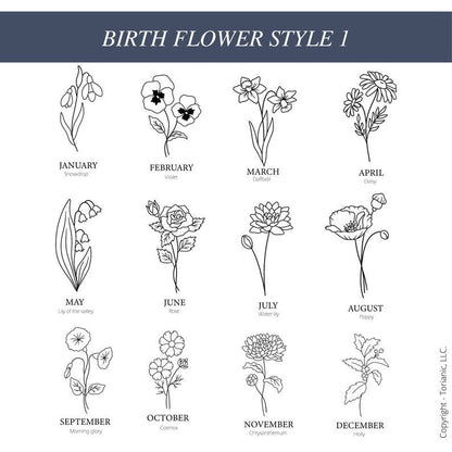 Personalized Birth Flower Necklace: Engraved Wildflower Jewelry with name - Torianic Jewelry