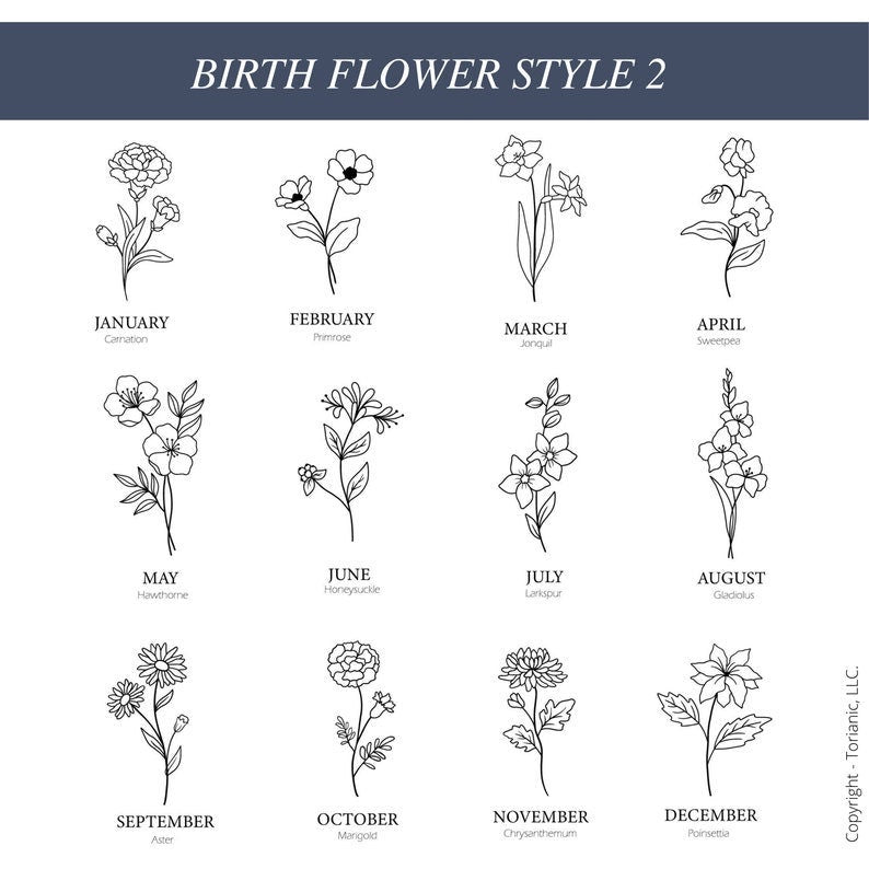 Personalized Birth Flower Necklace: Engraved Wildflower Jewelry with name - Torianic Jewelry