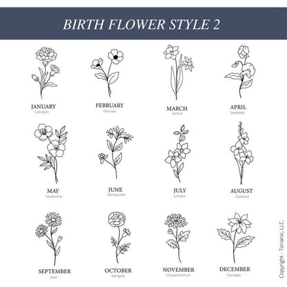 Personalized Birth Flower Necklace: Engraved Wildflower Jewelry with name - Torianic Jewelry