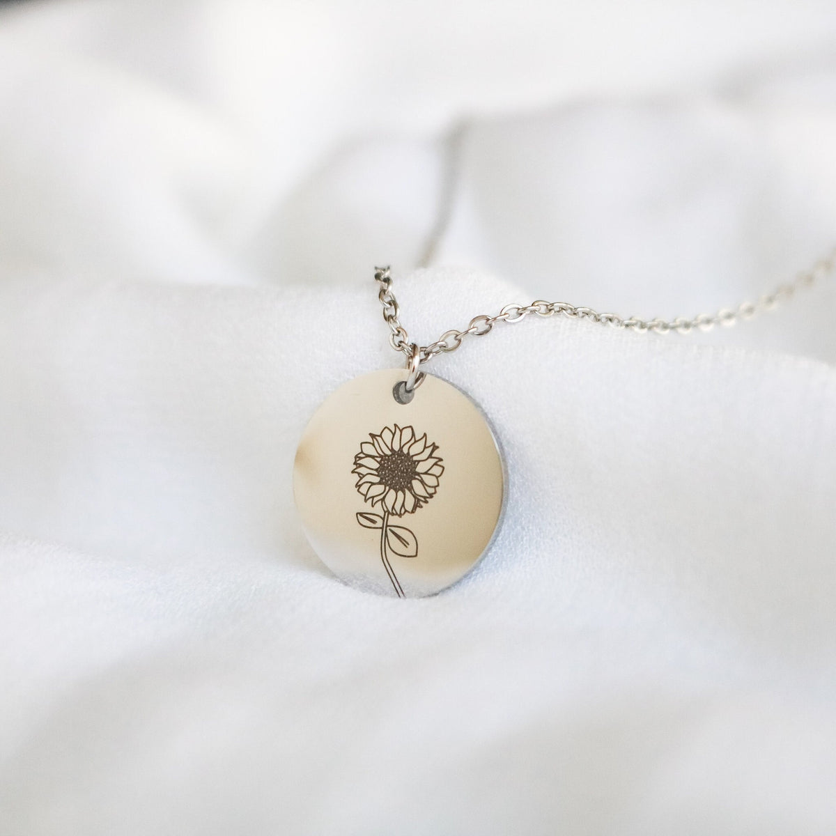Gold Sunflower Necklace, Floral Pendant, Personalized Gift - Torianic Jewelry