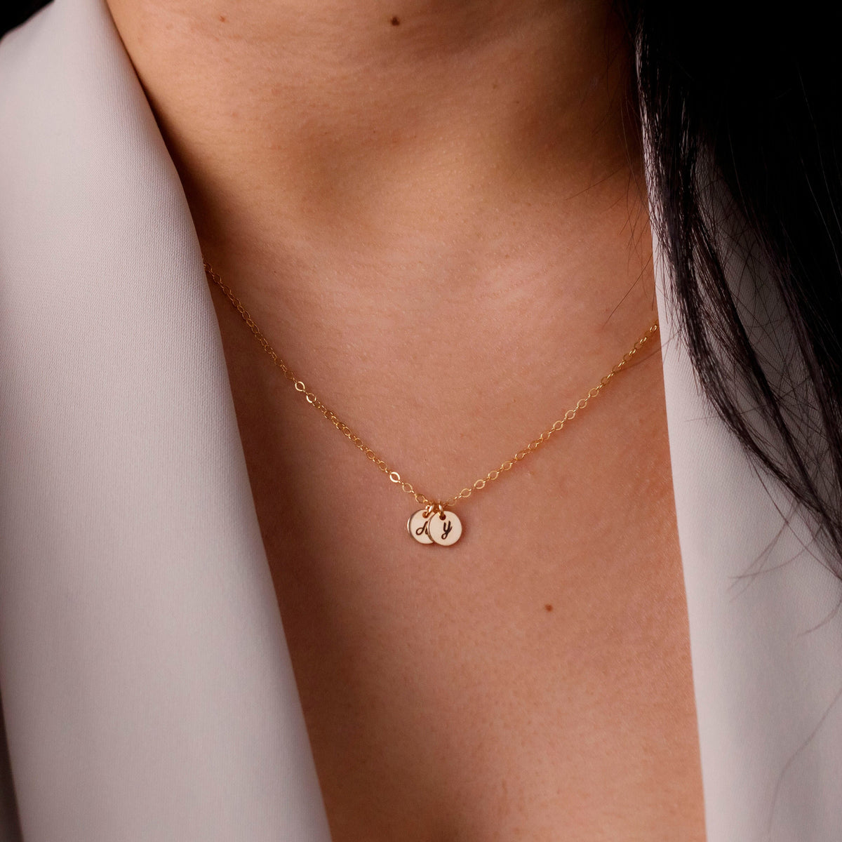 Bridesmaid Gift, 14K Gold Filled Initial Necklace, Personalized Monogram Charm, Dainty Gold Jewelry for Her - Torianic Jewelry