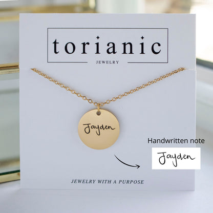 Personalized Handwriting Necklace: Memorial Signature Jewelry - Torianic Jewelry