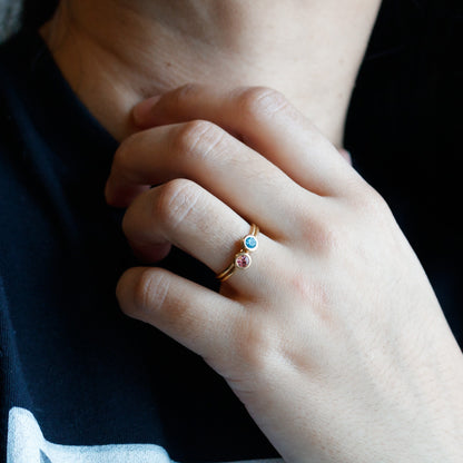 Gold Birthstone Ring: Dainty Stainless Steel Stacking Ring - Torianic Jewelry