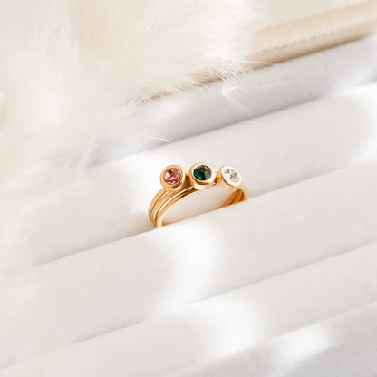 Gold Birthstone Ring: Dainty Stainless Steel Stacking Ring - Torianic Jewelry
