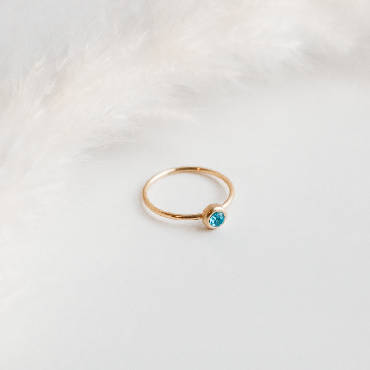 Gold Birthstone Ring: Dainty Stainless Steel Stacking Ring - Torianic Jewelry