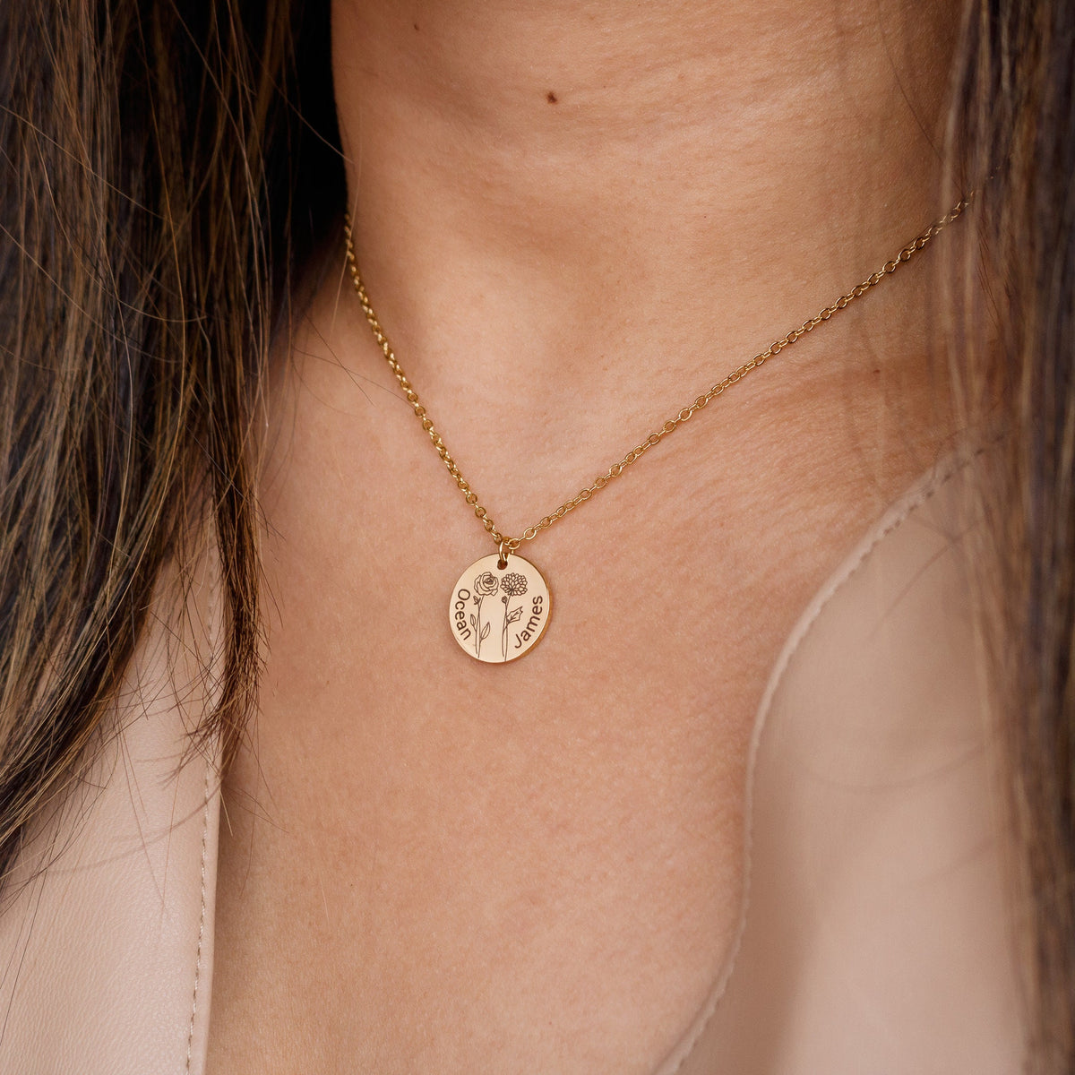 Personalized Birth Month Flower Necklace, Custom Name Jewelry - Torianic Jewelry