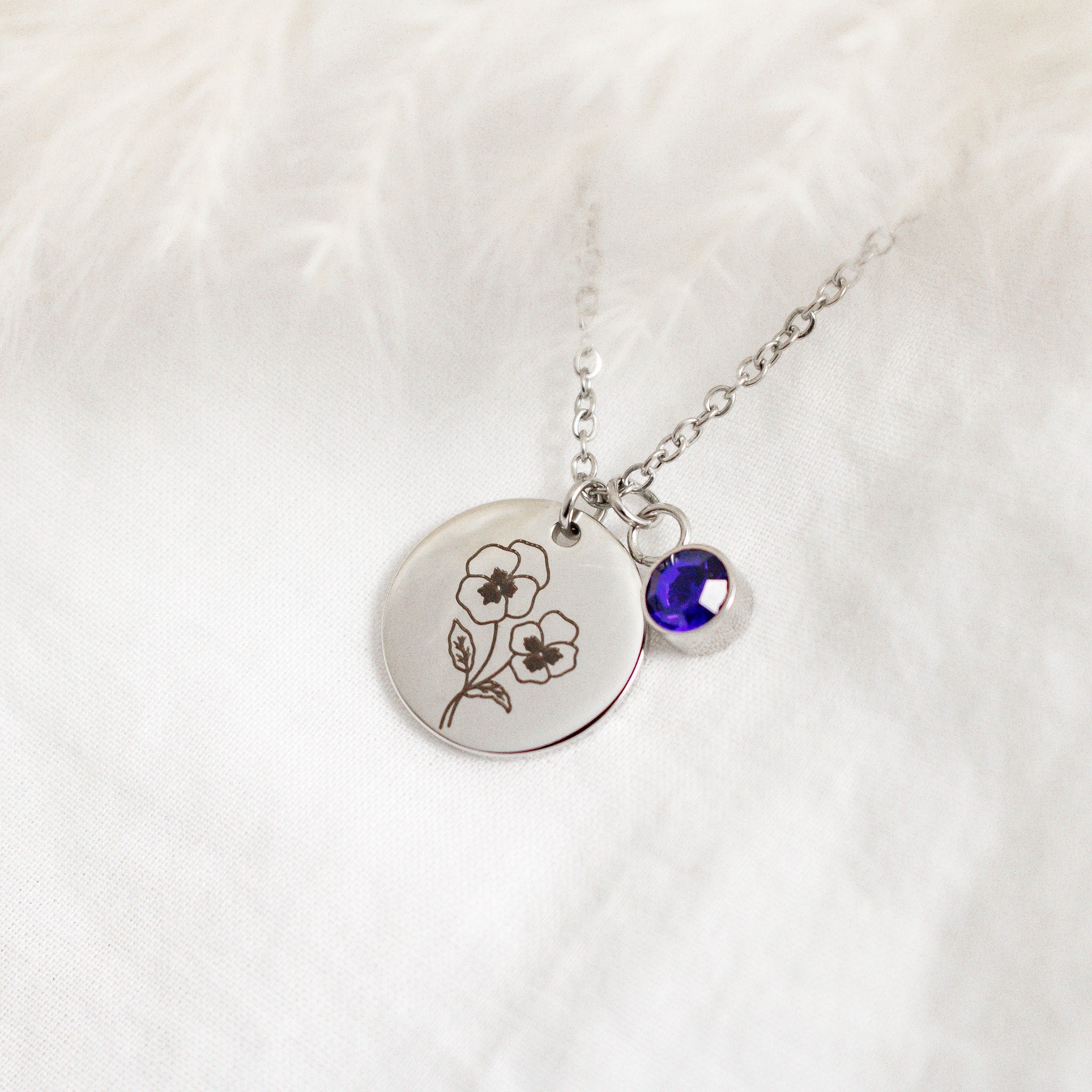 Birth Flower Necklace with Birthstone: Personalized Jewelry Gift - Torianic Jewelry