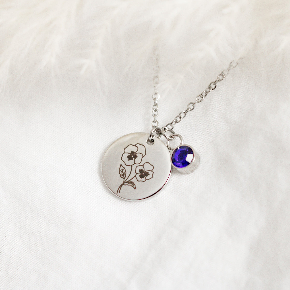 Birth Flower Necklace with Birthstone: Personalized Jewelry Gift - Torianic Jewelry
