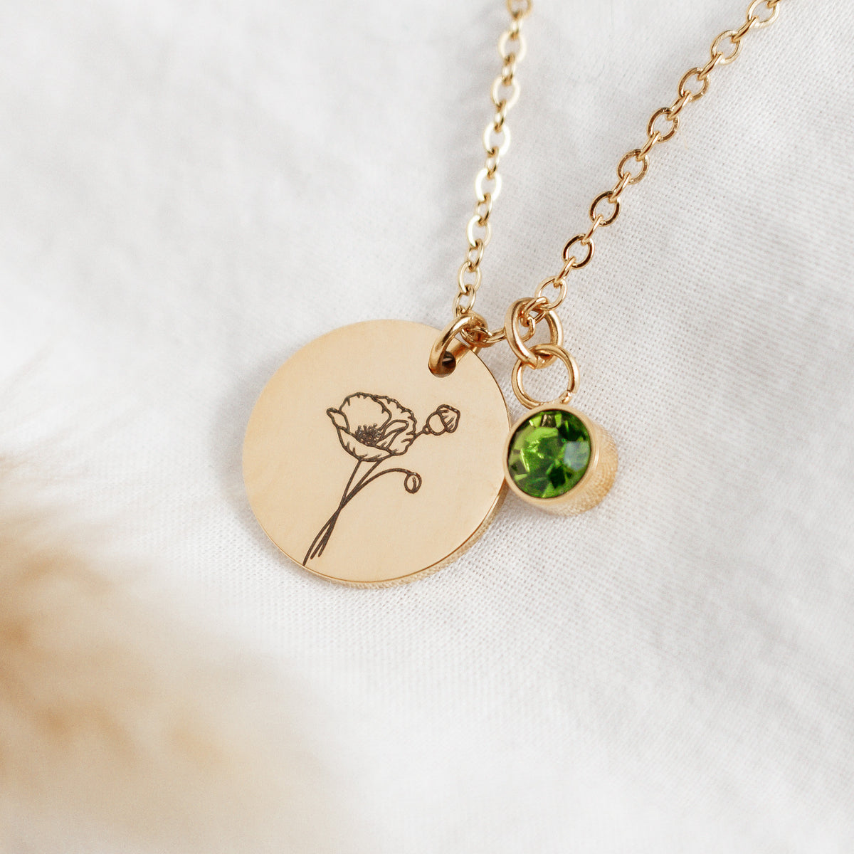 Birth Flower Necklace with Birthstone: Personalized Jewelry Gift - Torianic Jewelry