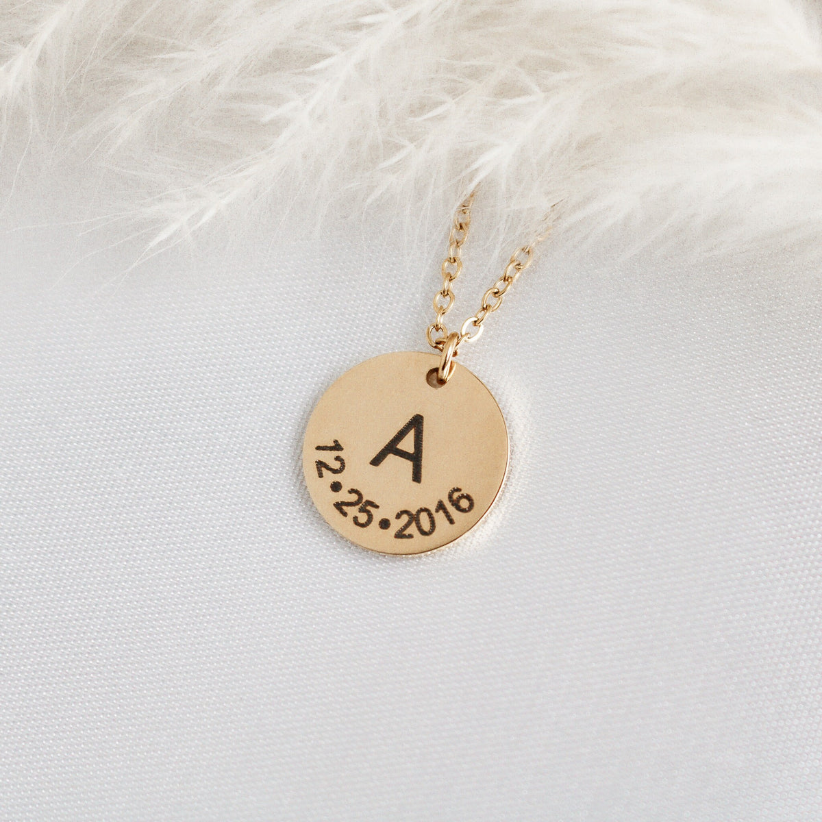 Personalized Initial & Date Necklace: Stainless Steel Monogrammed Jewelry - Torianic Jewelry