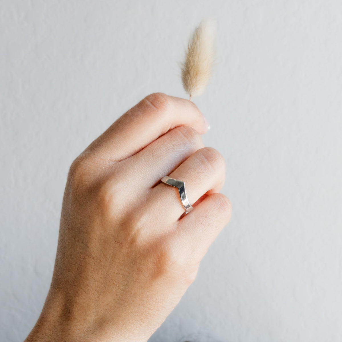 Minimalist Stainless Steel Chevron Ring - Geometric V Ring - Torianic Jewelry