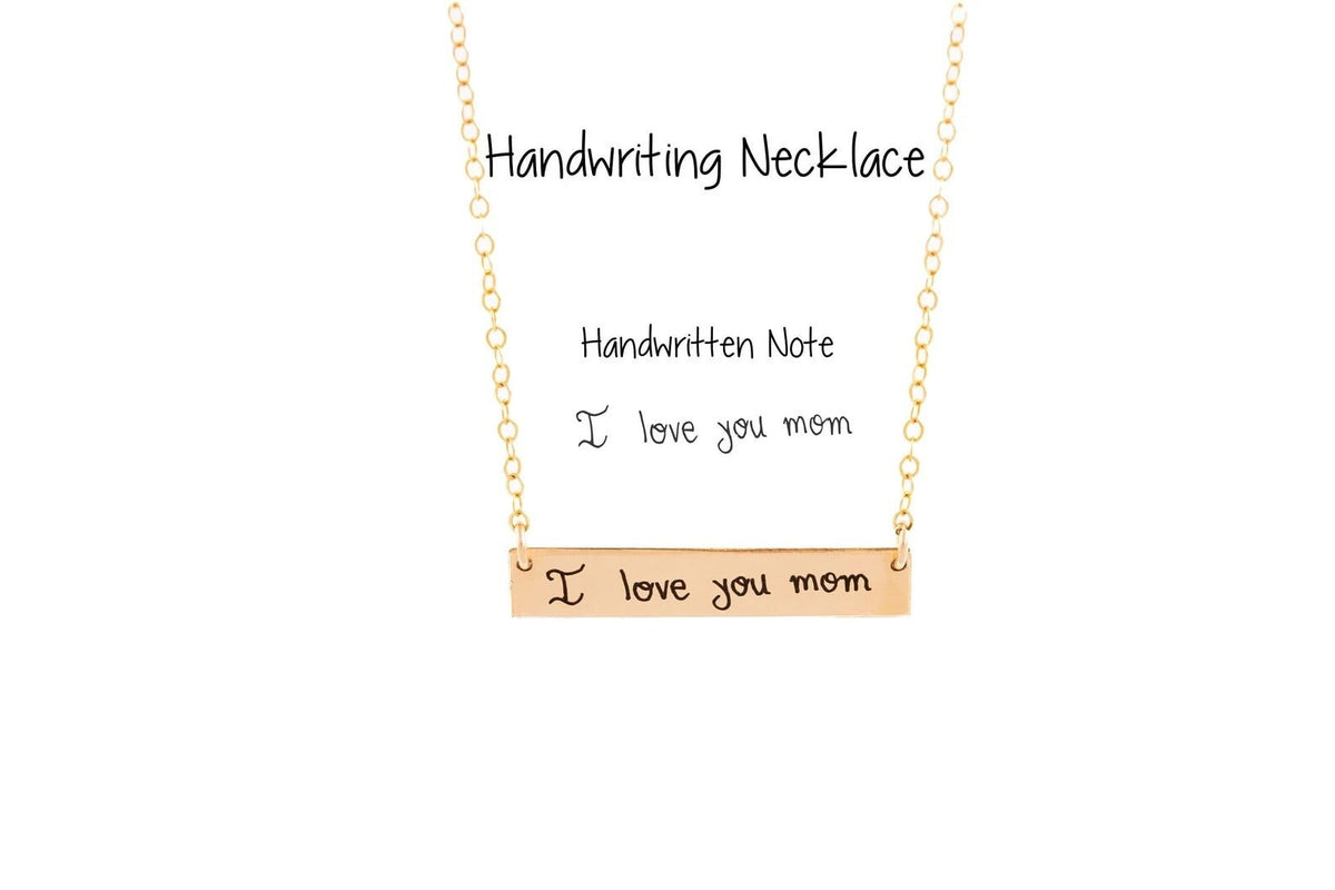 Personalized Handwriting Bar Necklace: Memorial Jewelry Gift - Torianic Jewelry