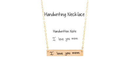Personalized Handwriting Bar Necklace: Memorial Jewelry Gift - Torianic Jewelry