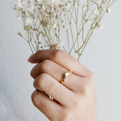 Minimalist Stainless Steel Chevron Ring - Geometric V Ring - Torianic Jewelry