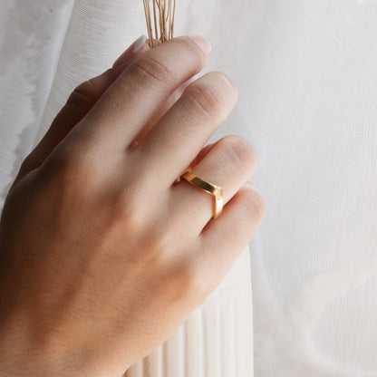 Minimalist Stainless Steel Chevron Ring - Geometric V Ring - Torianic Jewelry